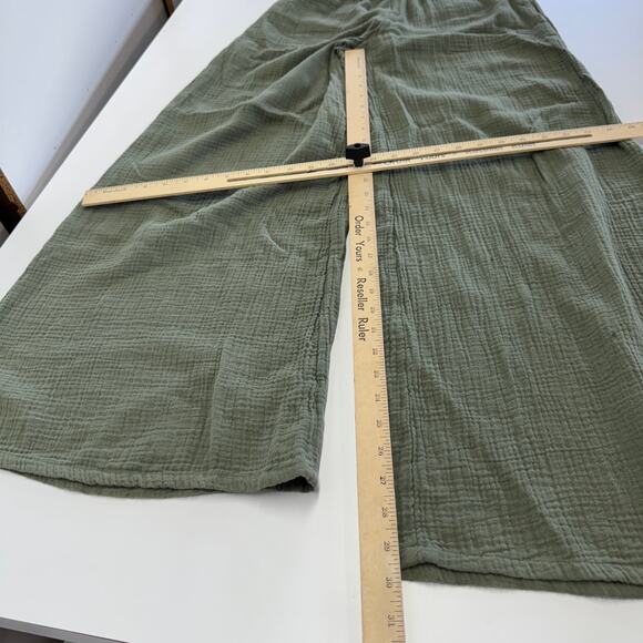 Aerie Pants Womens Small Green Wide Leg Pool To Party Gauzy Cotton Coastal - Picture 11 of 11
